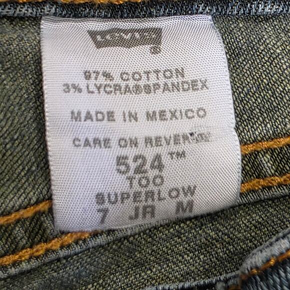 vtg Y2K grunge streetwear Levis 524 Too Superlow Stretch Bootcut Jeans sz jr. 7m - Picture 13 of 15